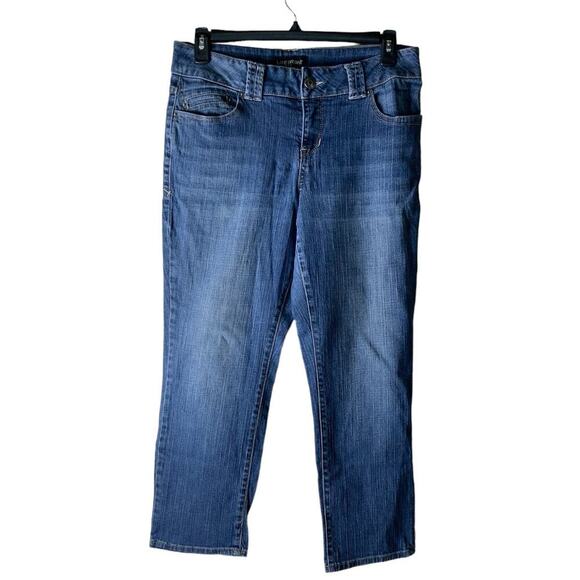 Lane Bryant Denim Jeans Women Sz 14 Petite Straight Leg Zip Fly Medium Wash Blue - Picture 1 of 9